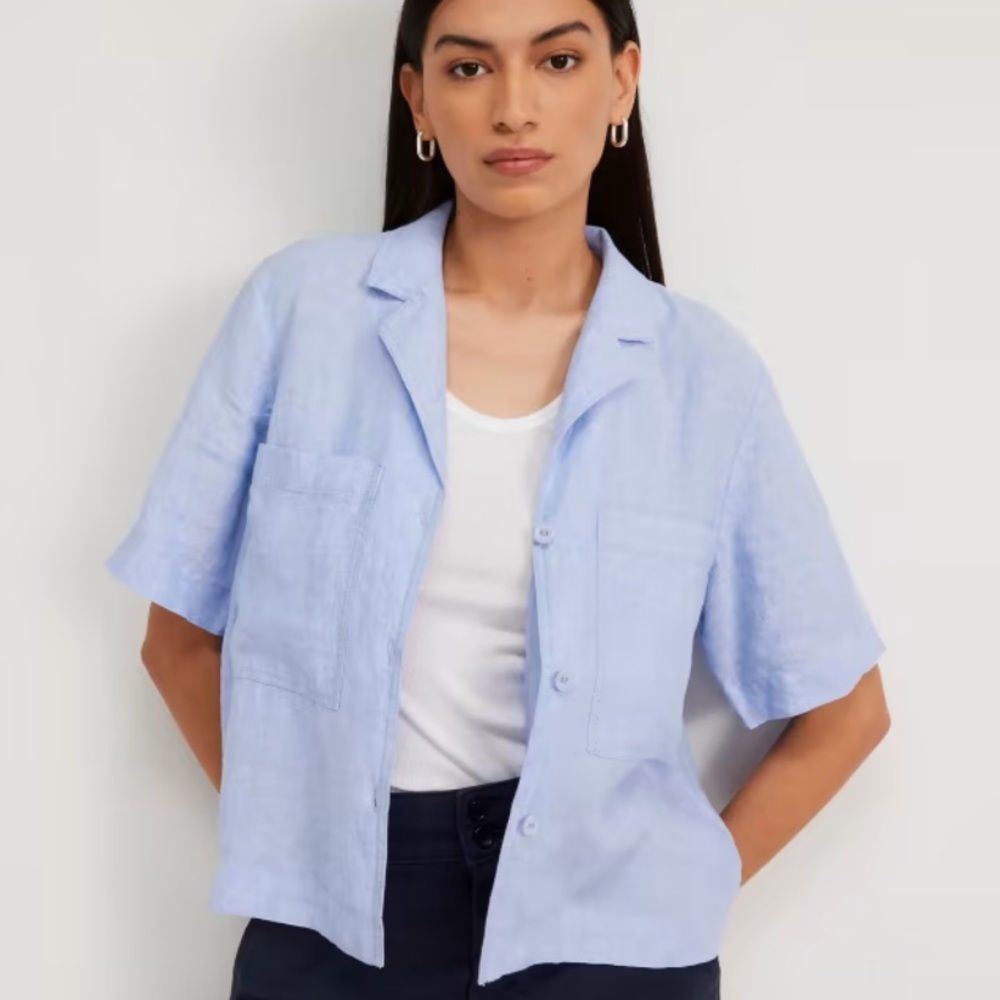 Everlane Blue Linen Workwear Shirt